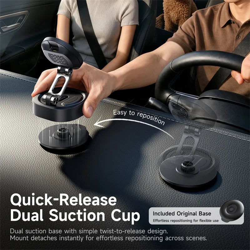 Magnetic Wireless Charging Car Mount with Vacuum Suction - 3
