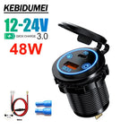 Dual USB Type C Quick Charger Socket PD30W QC3.0 for 12V 24V Vehicles