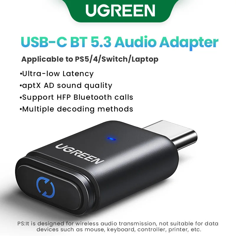 USB-C Bluetooth 5.3 Audio Transmitter for PC and Gaming Consoles