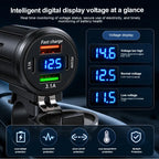 83W Motorcycle Handlebar USB Fast Charger with Voltmeter