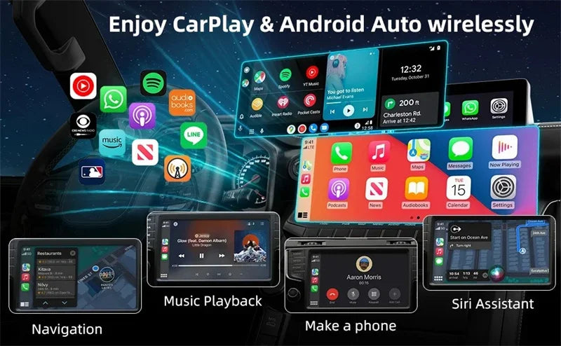 2 In 1 Wireless CarPlay and Android Auto Adapter Bluetooth 5.0 Dongle