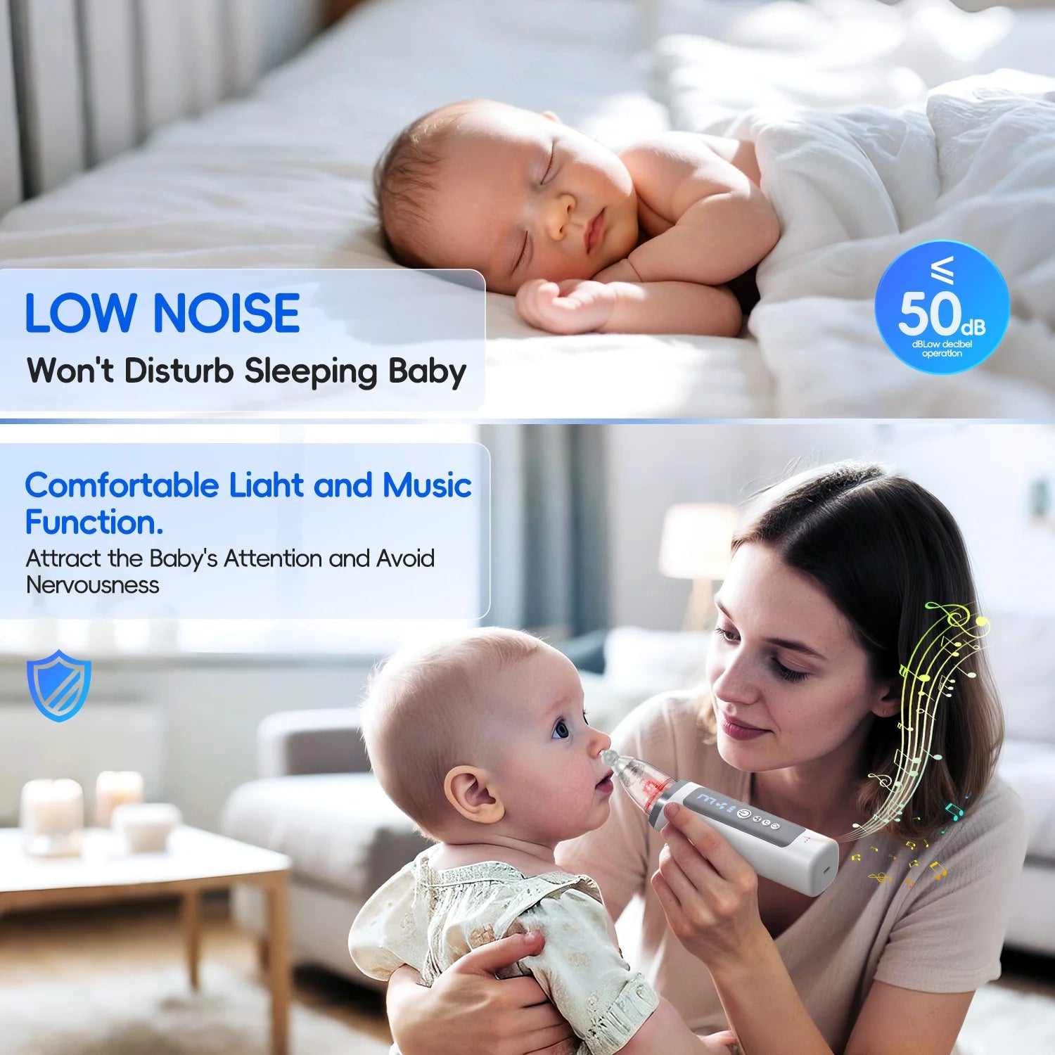 Electric Baby Nasal Aspirator with Music and Adjustable Suction - 2