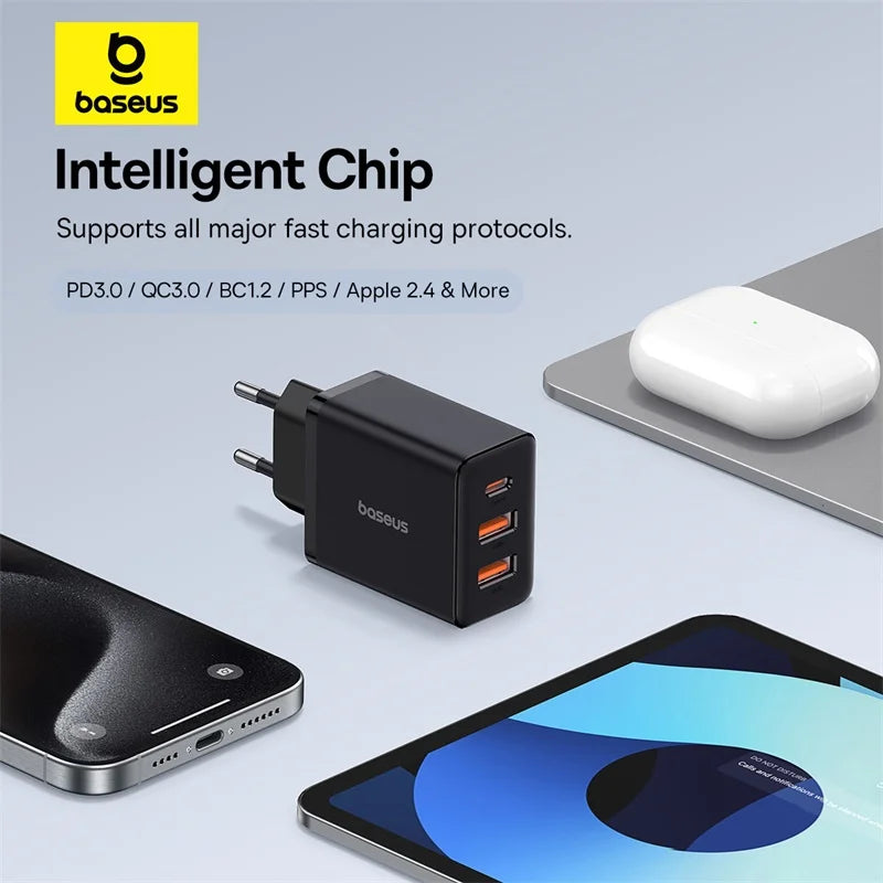 30W Fast USB Wall Charger with Type-C and Dual USB Ports - 6