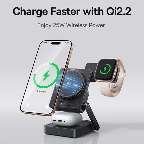 3-in-1 Foldable Magnetic Wireless Charging Station for Apple Devices