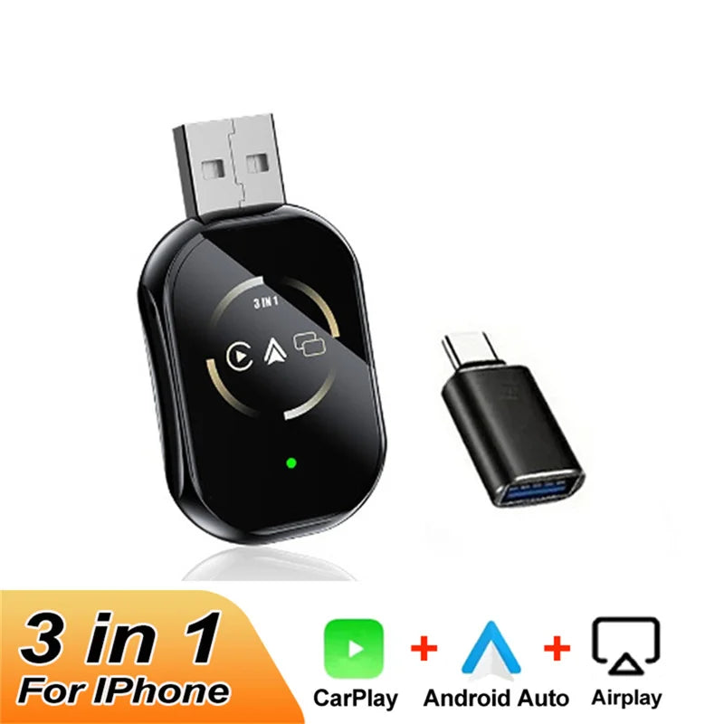 Wireless CarPlay and Android Auto 3-in-1 Adapter