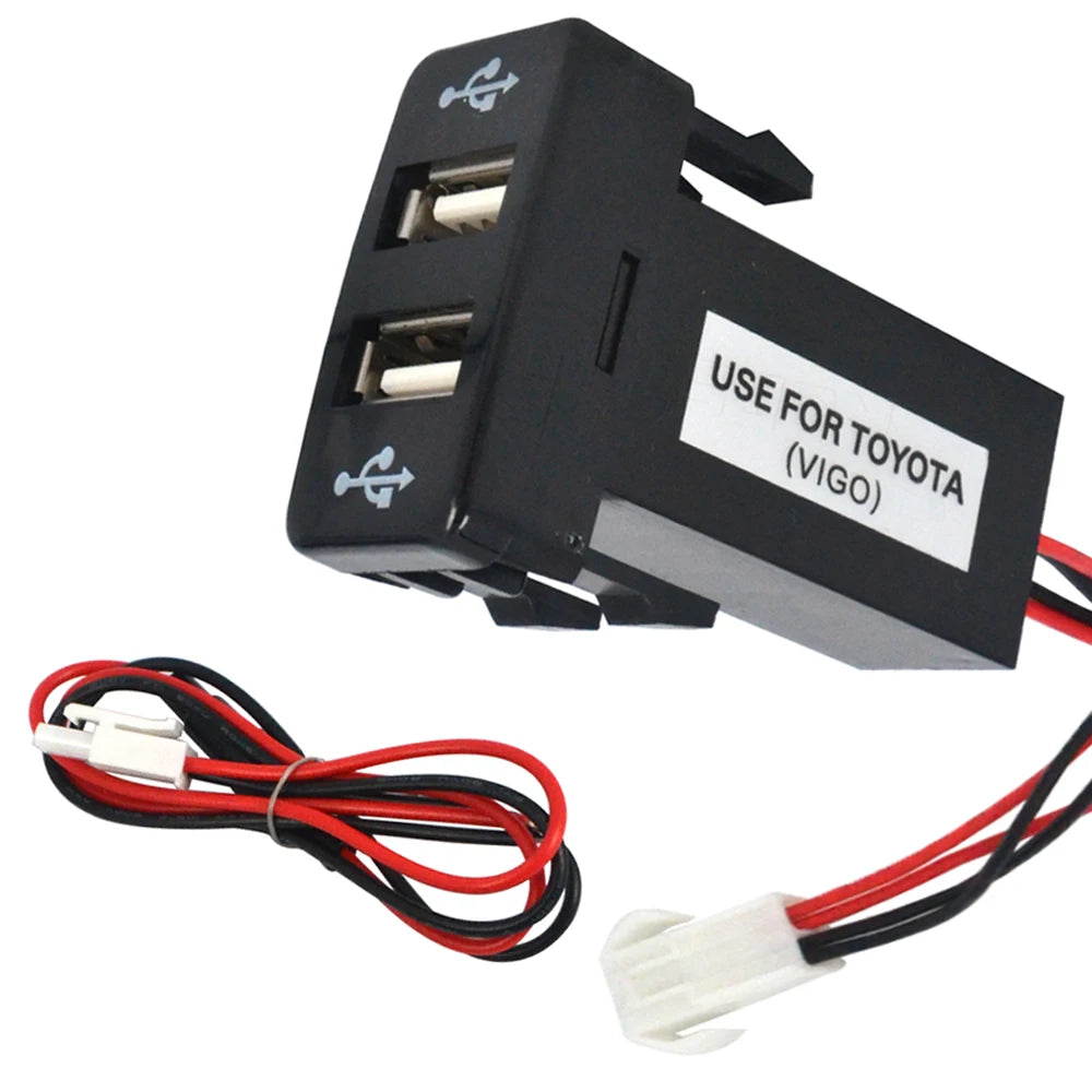 Dual USB Port Dashboard Mount Charger for Toyota VIGO 12V 24V