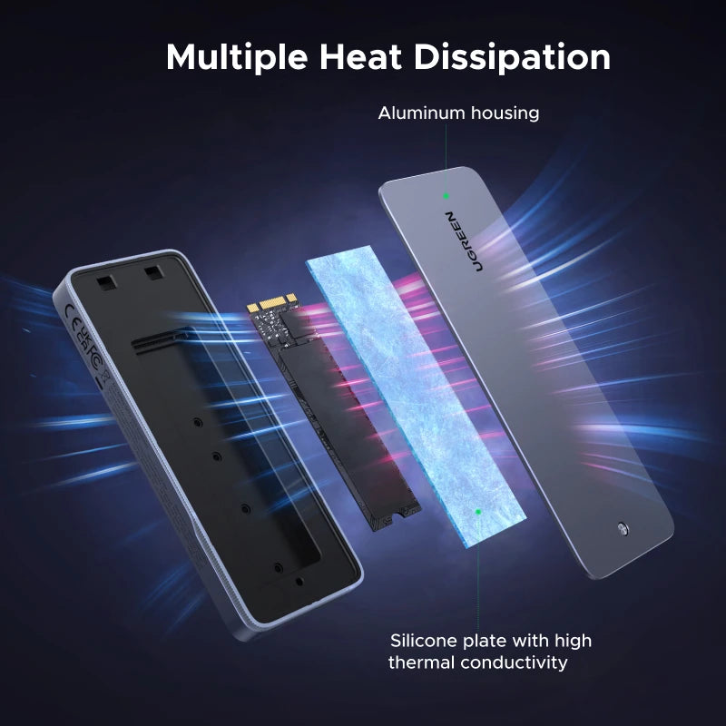 20Gbps M.2 NVMe and SATA SSD Enclosure with RGB Lighting