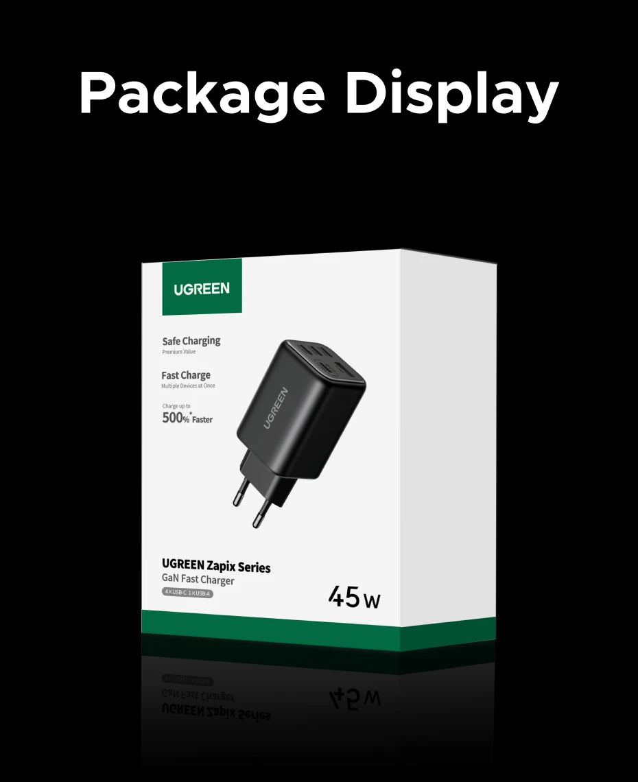 45W GaN Fast Wall Charger with 5 USB Ports