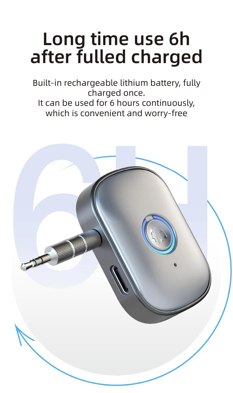 Bluetooth 5.3 Wireless Audio Receiver 3.5mm Aux Adapter for Car Speaker