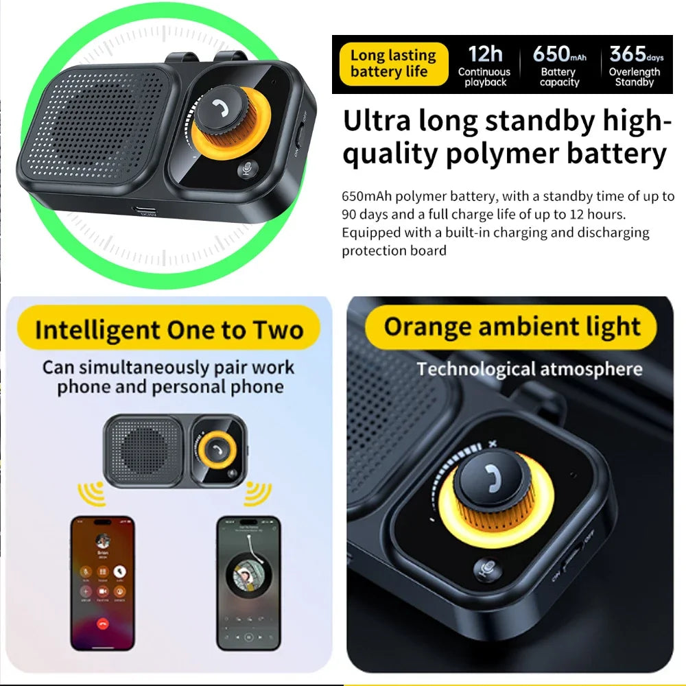 Bluetooth 5.4 Hands-Free Car Speakerphone for Sun Visor
