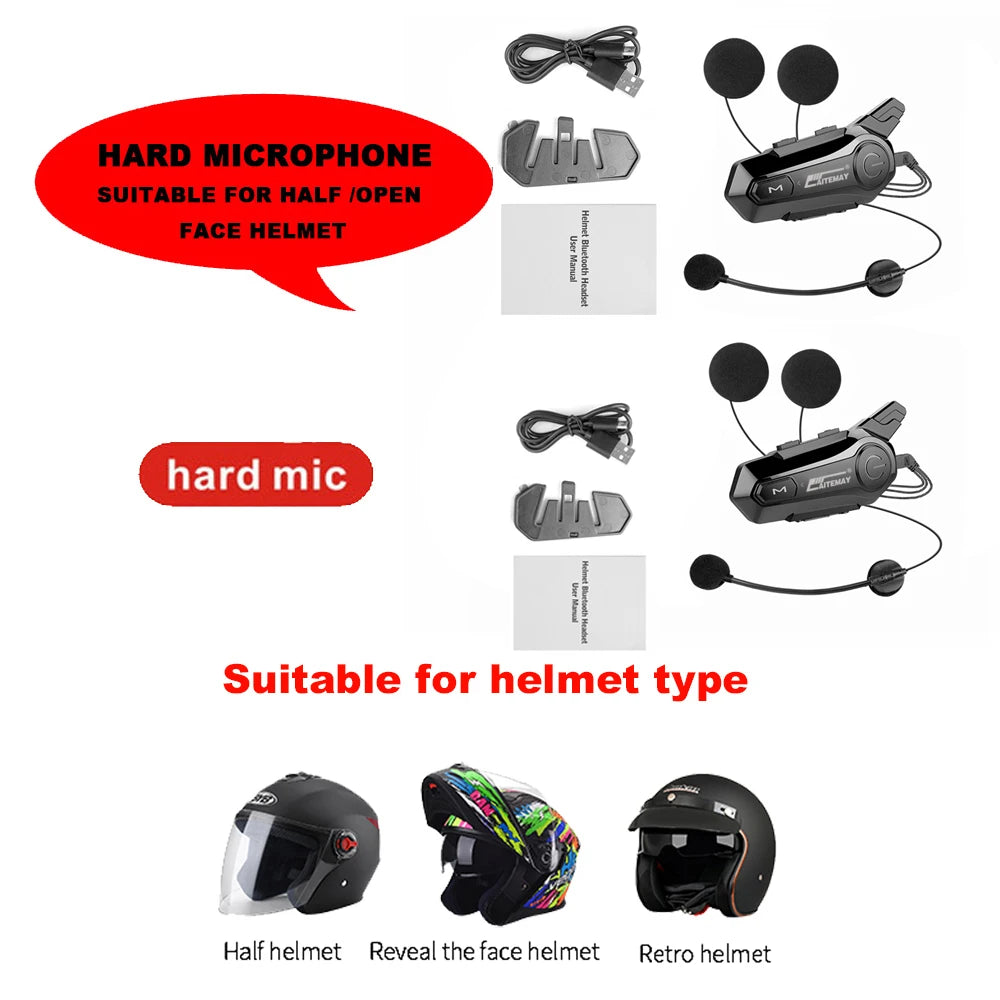 Bluetooth 5.0 Motorcycle Helmet Intercom Headset - 26