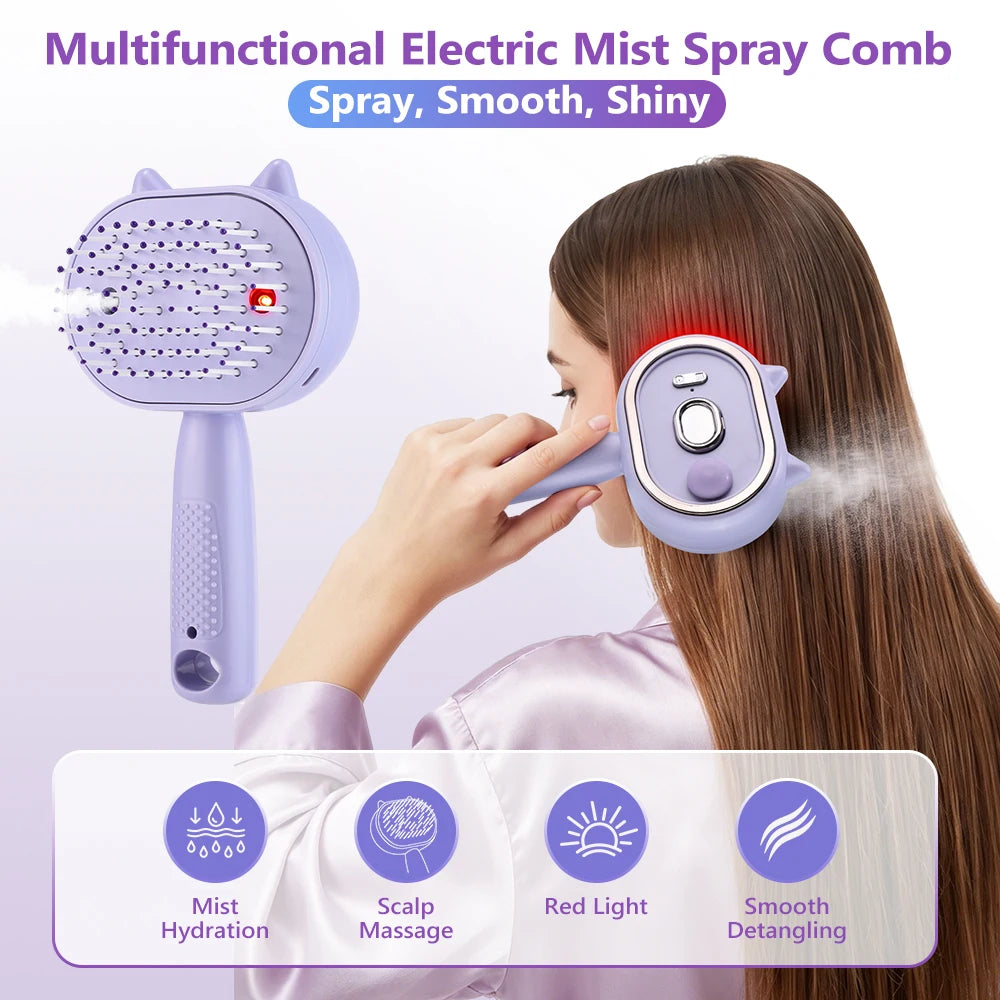 Electric Mist Spray Scalp Massager and Detangling Hair Brush - 7