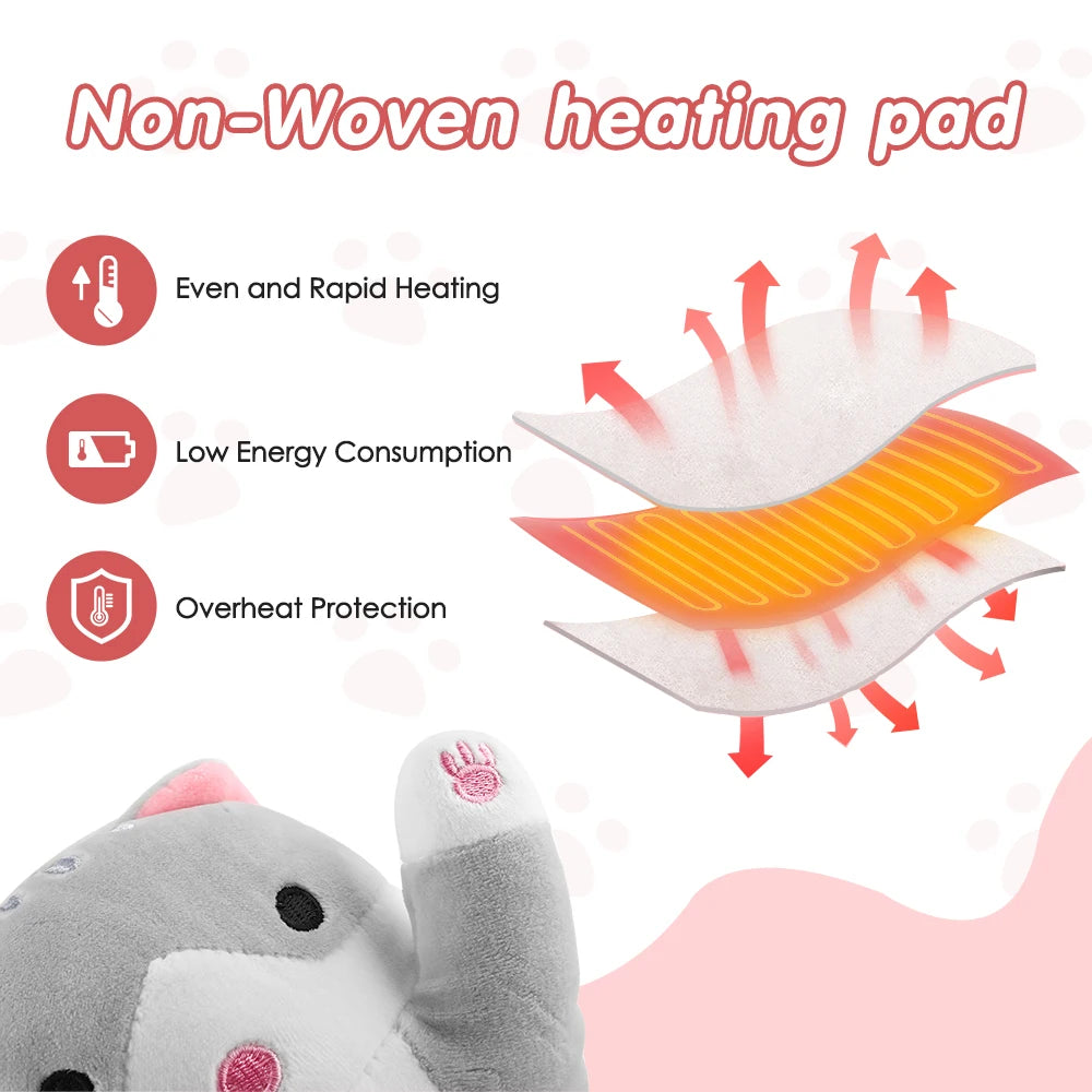 Heated Cat Plush Hand Warmer Pillow