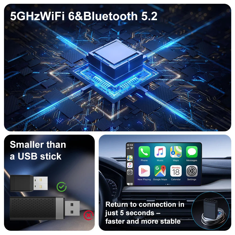 2 in 1 Wireless CarPlay and Android Auto Adapter Bluetooth 5.0 Dongle