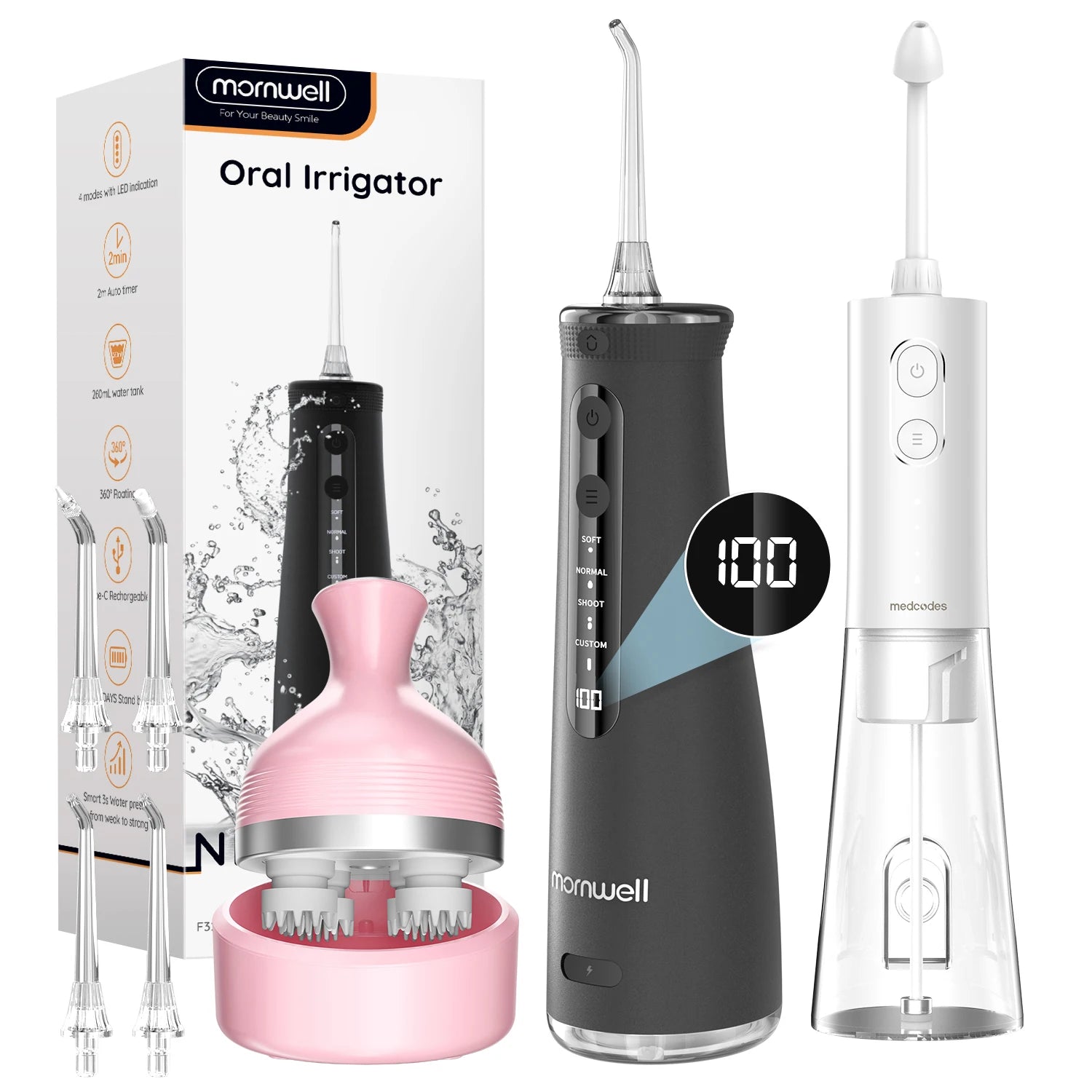 Portable Electric Water Flosser and Scalp Massager Set - 40