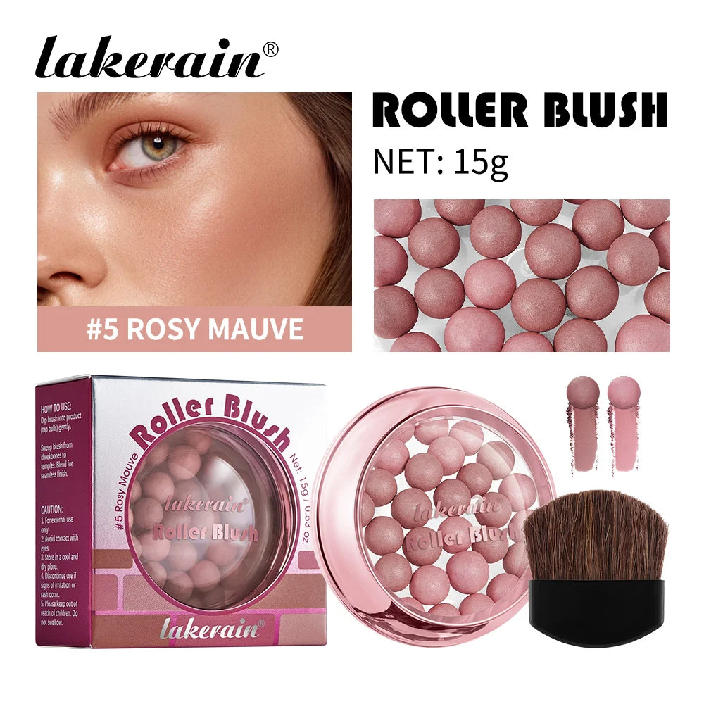 Spherical Powder Bead Blusher for Natural Shimmer Makeup