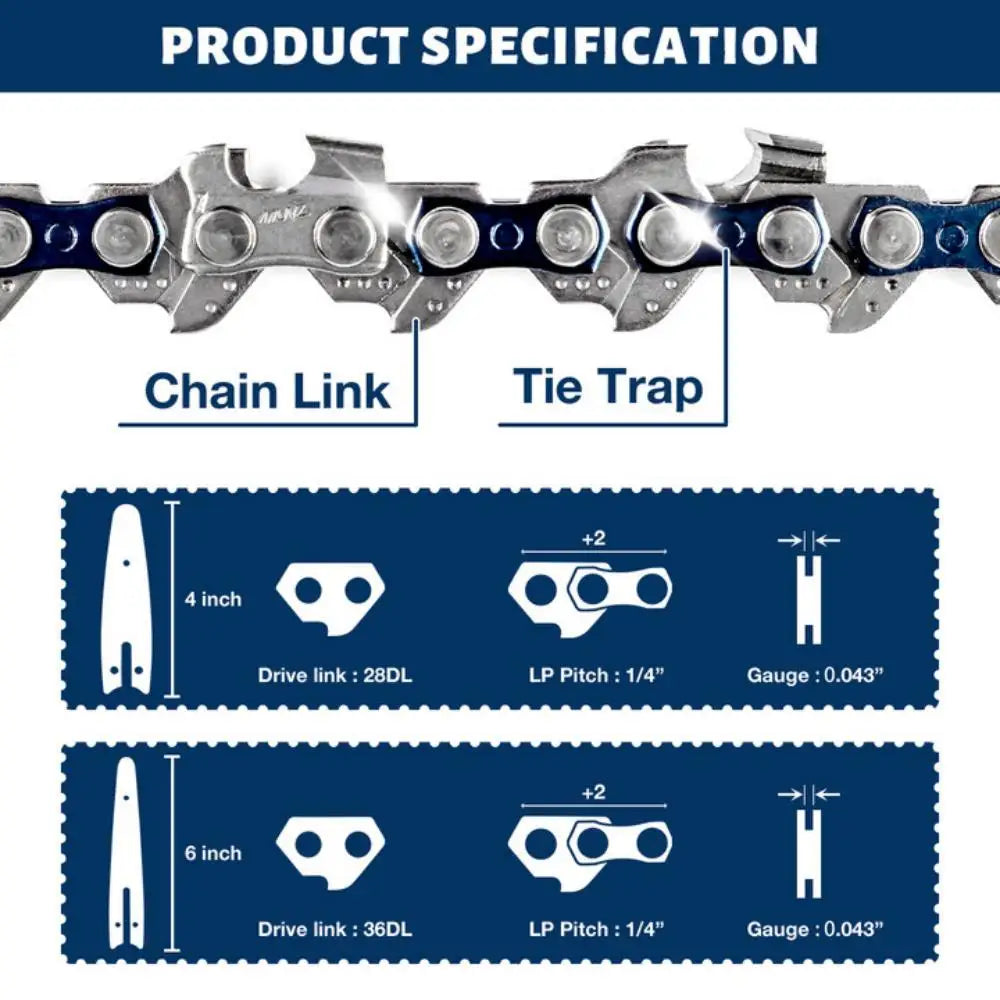 Replacement Chainsaw Chain and Guide Bar for Portable Electric Saws
