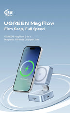 Qi2 2-in-1 Magnetic Wireless Charging Stand for Phones and Earbuds