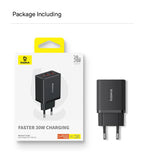 30W Fast USB Wall Charger with Type-C and Dual USB Ports