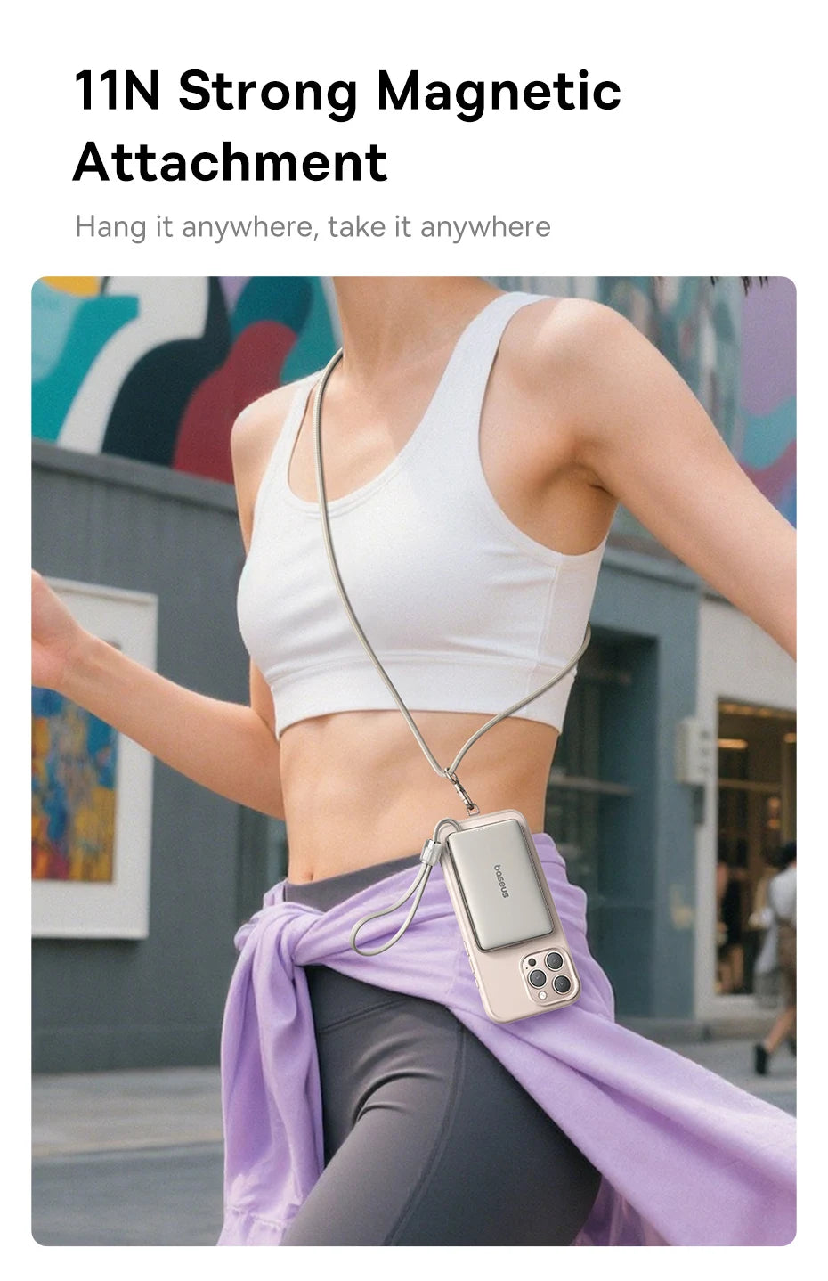 10000mAh Magnetic Wireless Power Bank with Built-in Fast Charge Cable