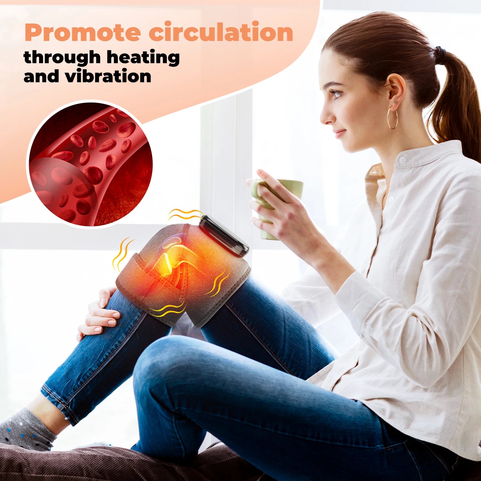 Heated Vibration Knee Massager for Joint Pain Relief - 4