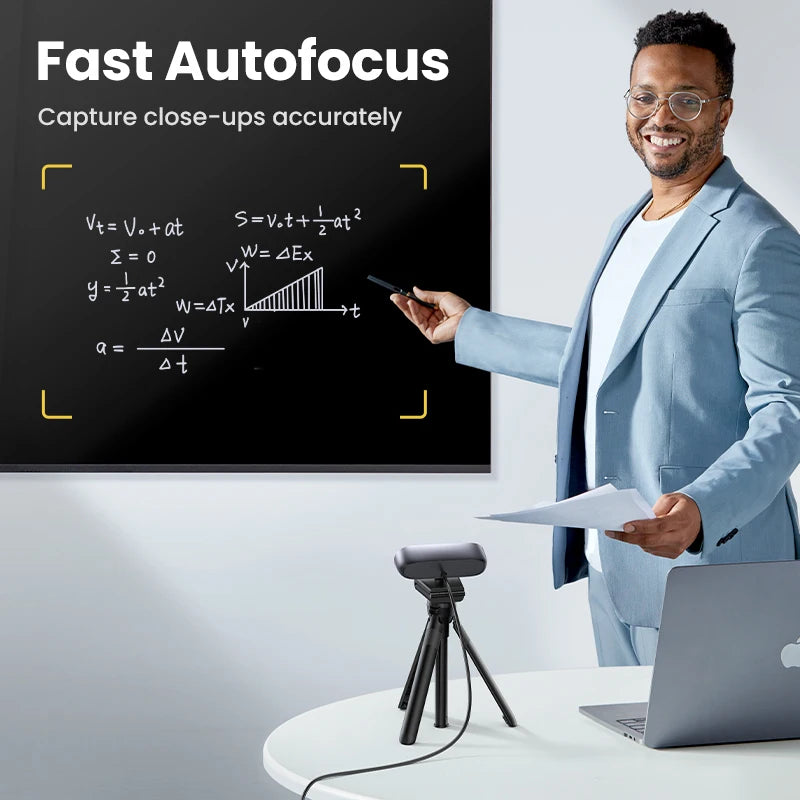 2K Ultra HD USB Webcam with Dual Microphones for Video Calls