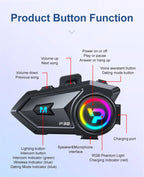 Bluetooth 6.0 Motorcycle Helmet Intercom Headset