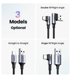 90-Degree USB-C Fast Charging and Data Sync Cable