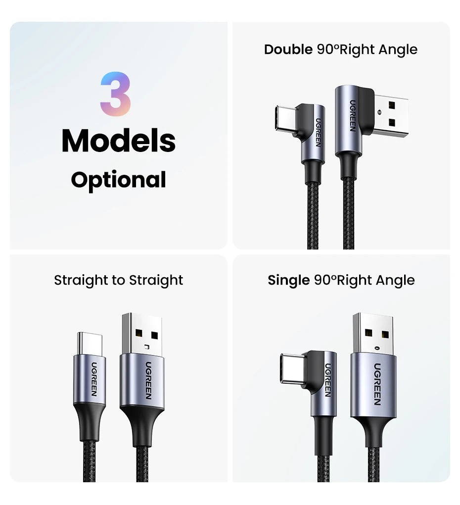 90-Degree USB-C Fast Charging and Data Sync Cable