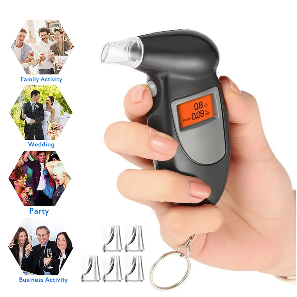 Digital Alcohol Breath Tester with LCD Display and 5 Mouthpieces