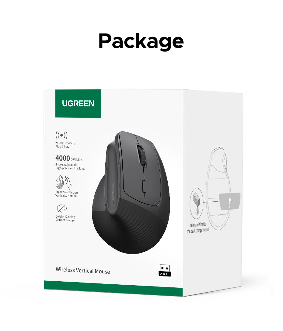 Ergonomic Vertical Wireless Mouse with Bluetooth and 2.4G - 27