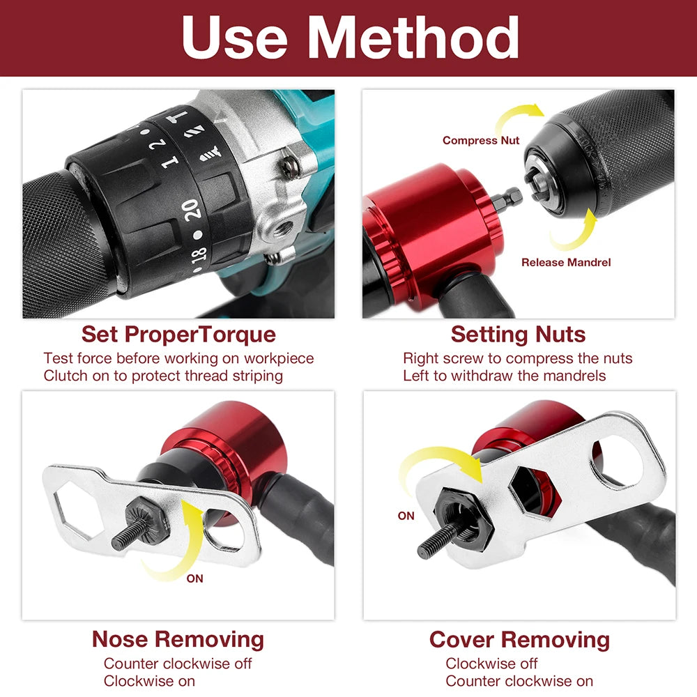 Electric Drill Rivet Nut Gun Adapter Tool M3-M8