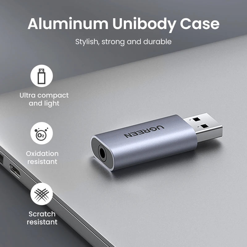 USB to 3.5mm External Sound Card Audio Adapter