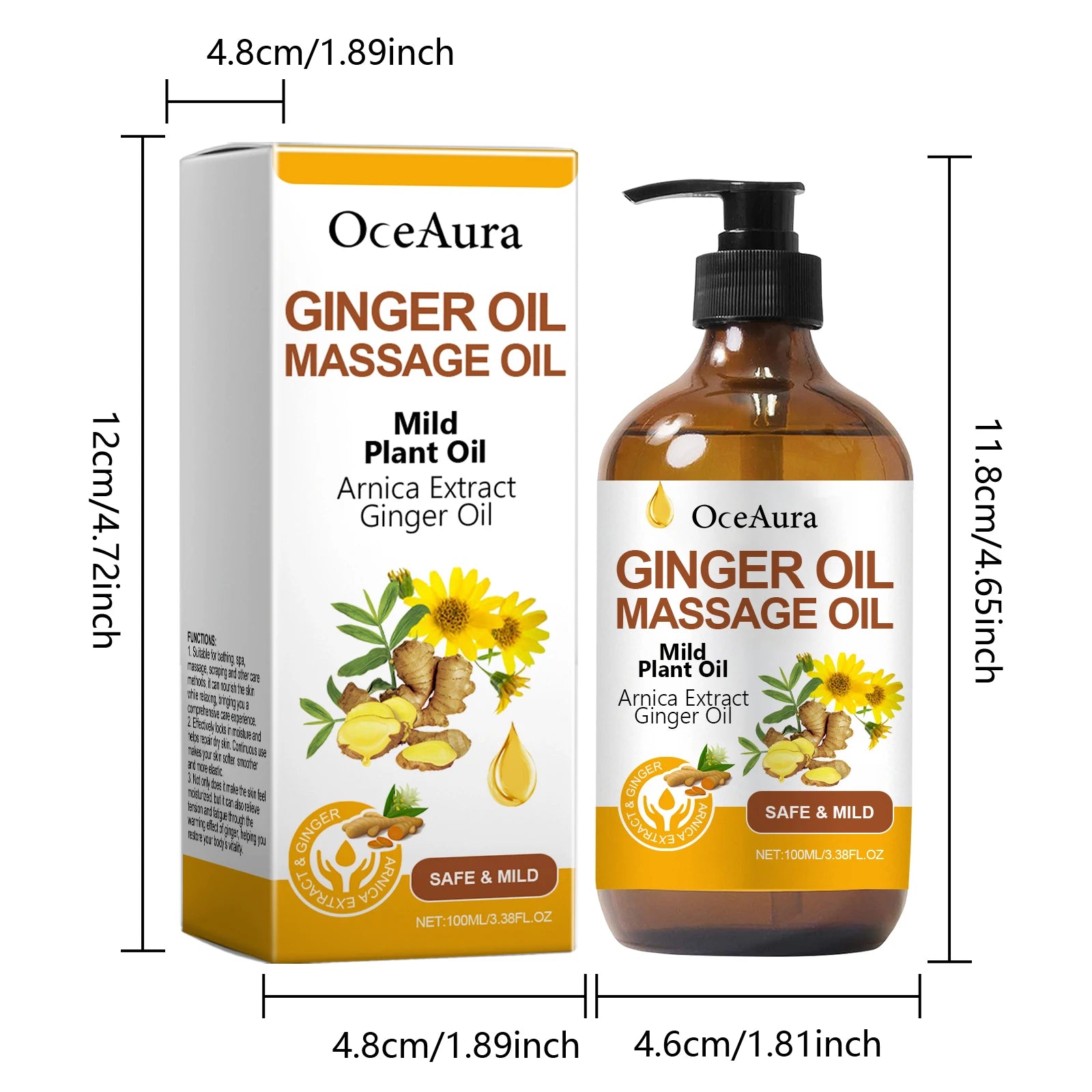 Ginger Essential Oil Body Massage Oil for Muscle Relief - 8