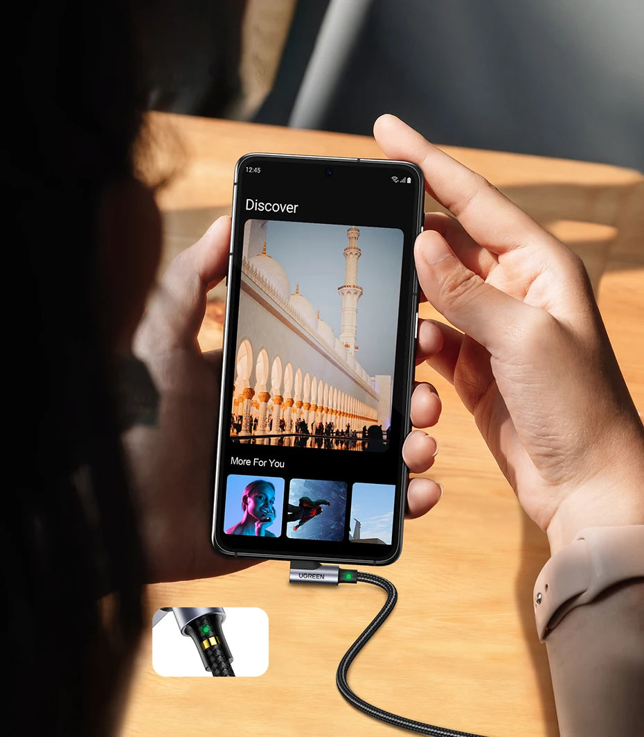 90-Degree USB-C Fast Charging and Data Sync Cable - 17