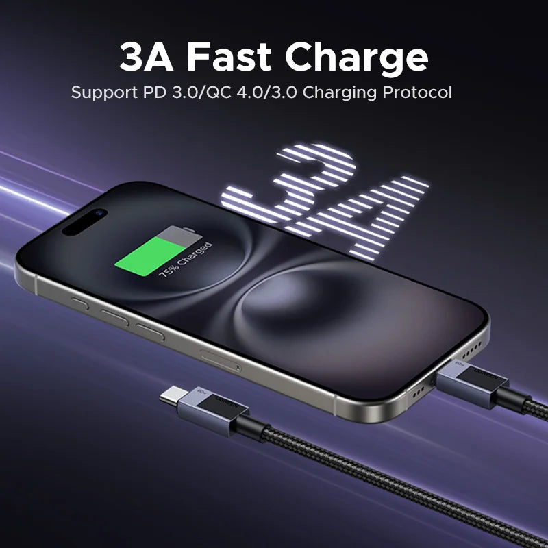 60W USB-C to USB-C Fast Charging and Data Cable - 3