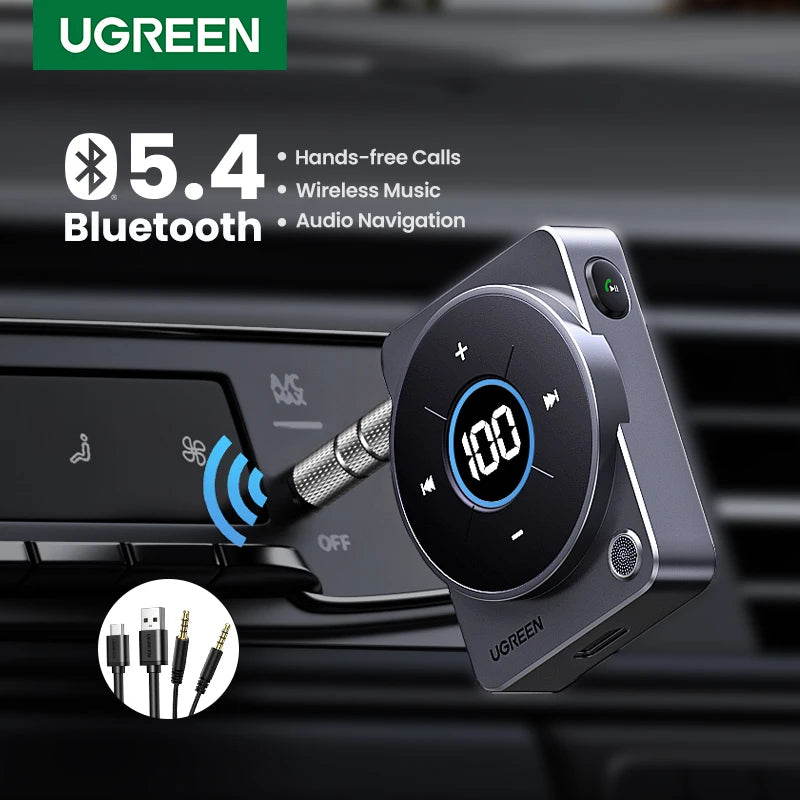 Bluetooth 5.4 Aux Adapter for Car with LED Display - 1