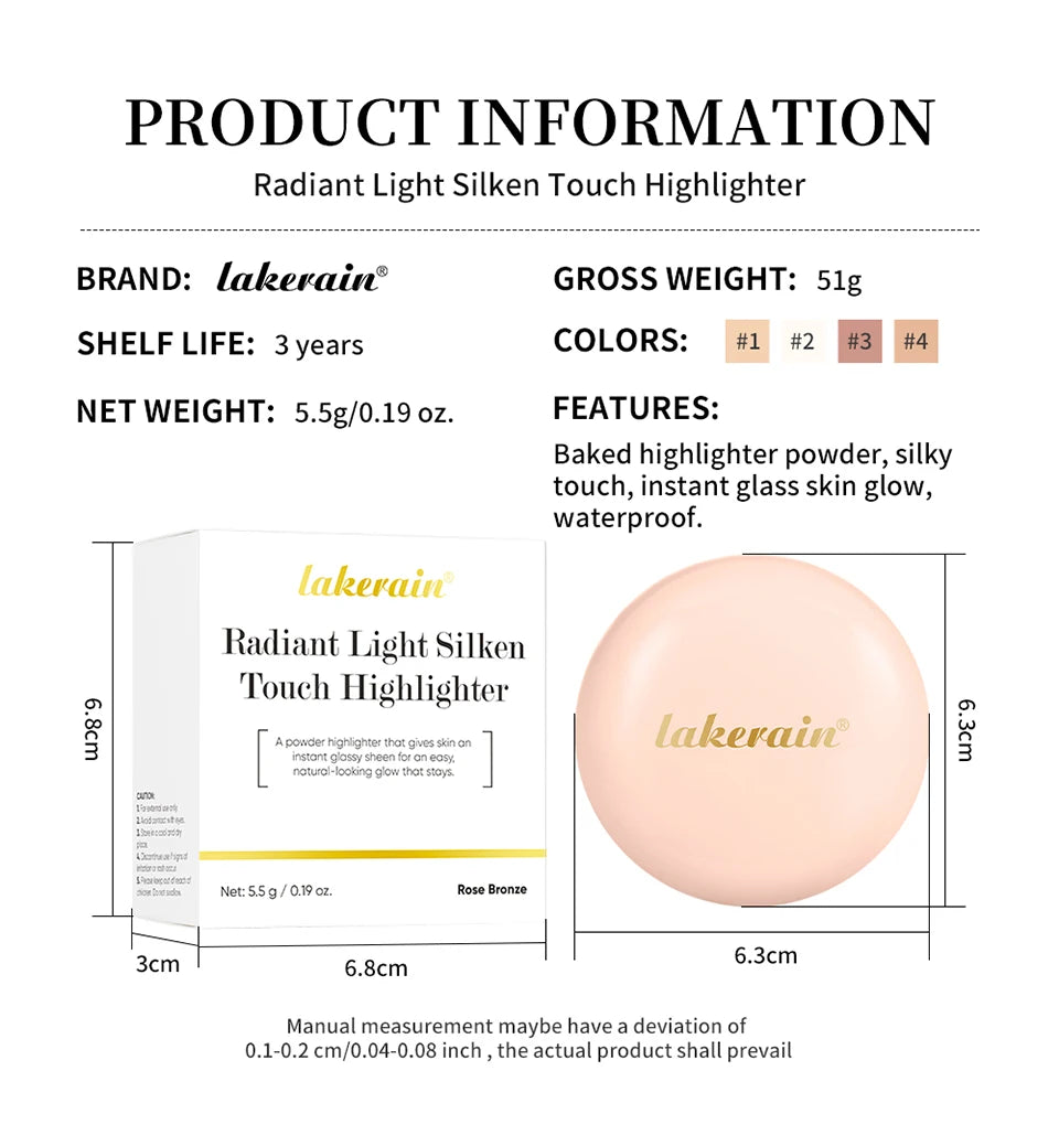 Silken Touch Baked Highlighter Powder for Radiant Glow