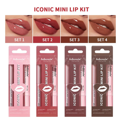 3-Piece Matte Lipstick and Lip Gloss Makeup Set