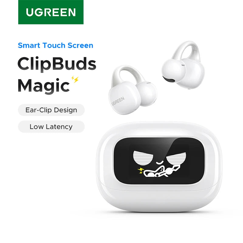 Open-Ear Wireless Bluetooth 5.4 Earbuds with Smart LCD Case