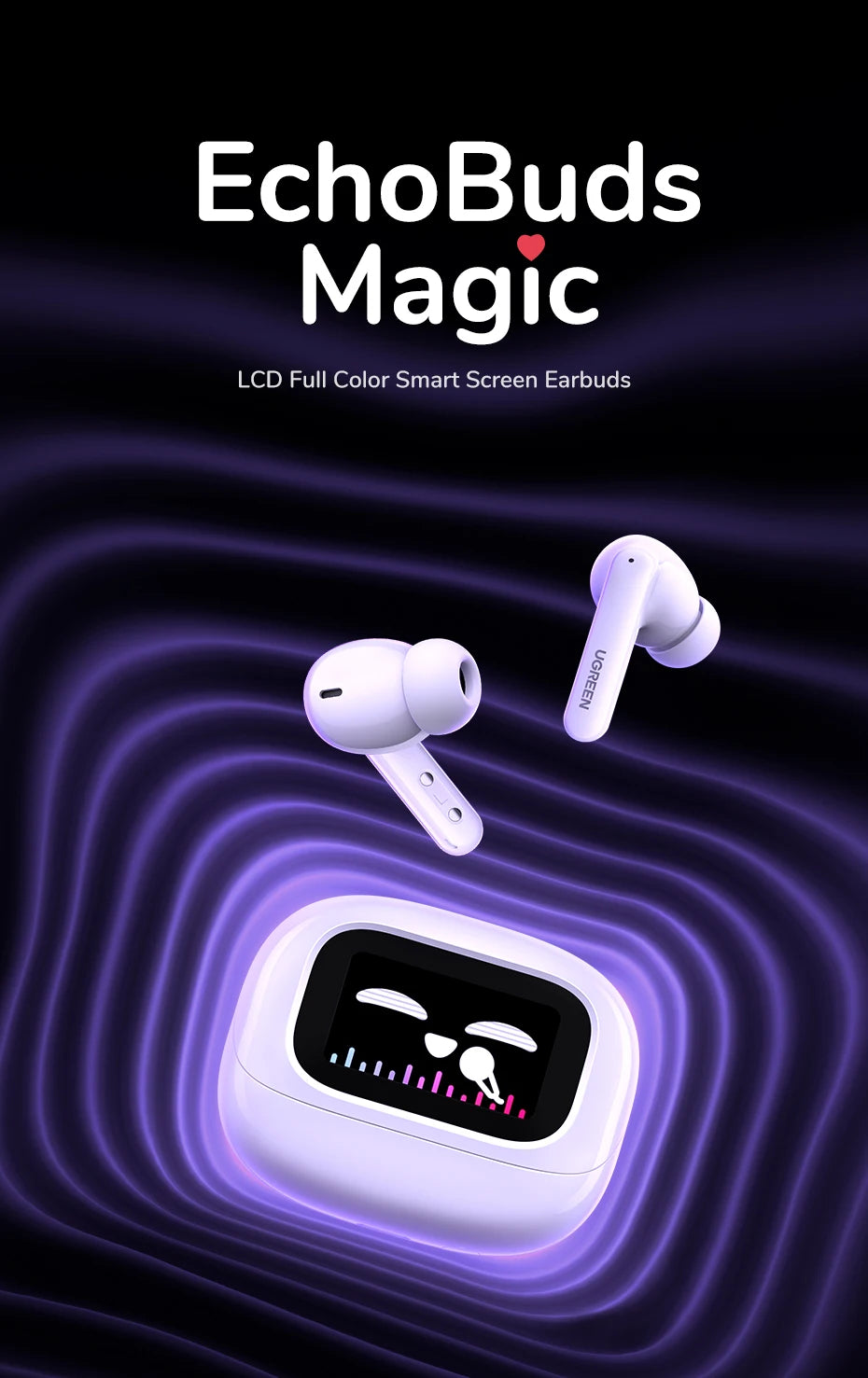 Smart Touch Screen Bluetooth 5.4 Wireless Noise Cancelling Earbuds