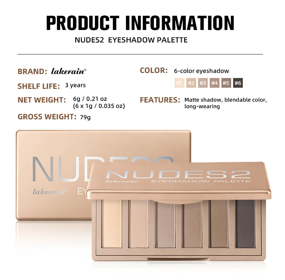 6-Color Matte Eyeshadow Palette with Brush Set - 15