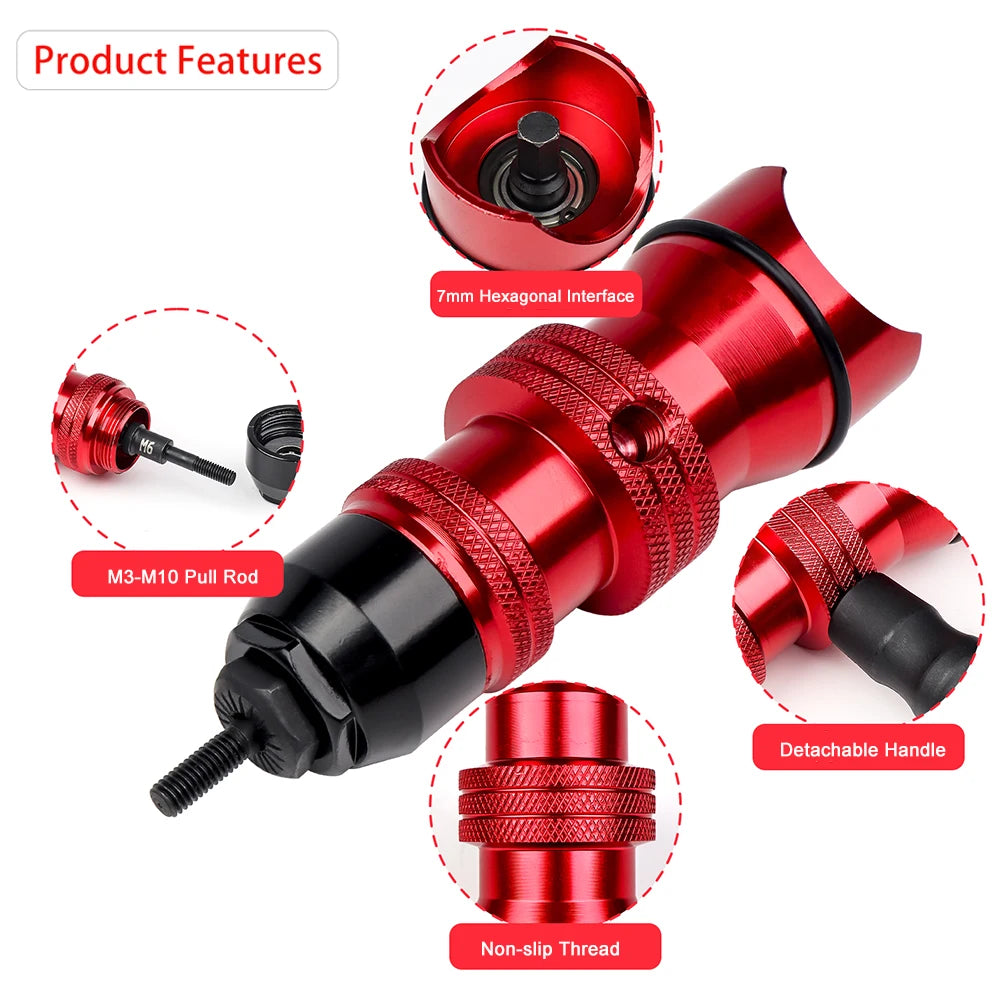 Electric Drill Rivet Nut Gun Adapter Tool Kit M3-M10