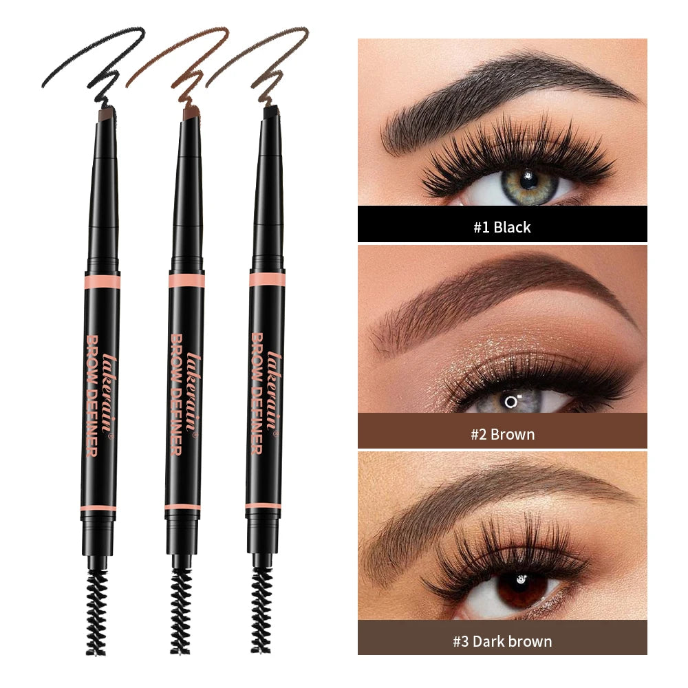 Waterproof Triangular Tip Eyebrow Pencil with Spoolie Brush - 1