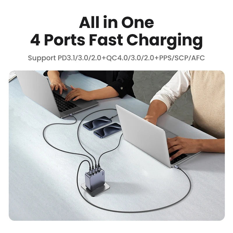 160W GaN Fast Charger with 4 Ports for Laptops and Smartphones