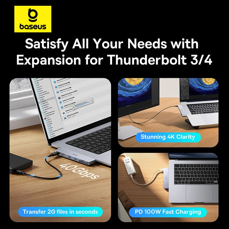 6-in-1 Dual USB-C Hub for MacBook with 4K HDMI and SD/TF Card Reader