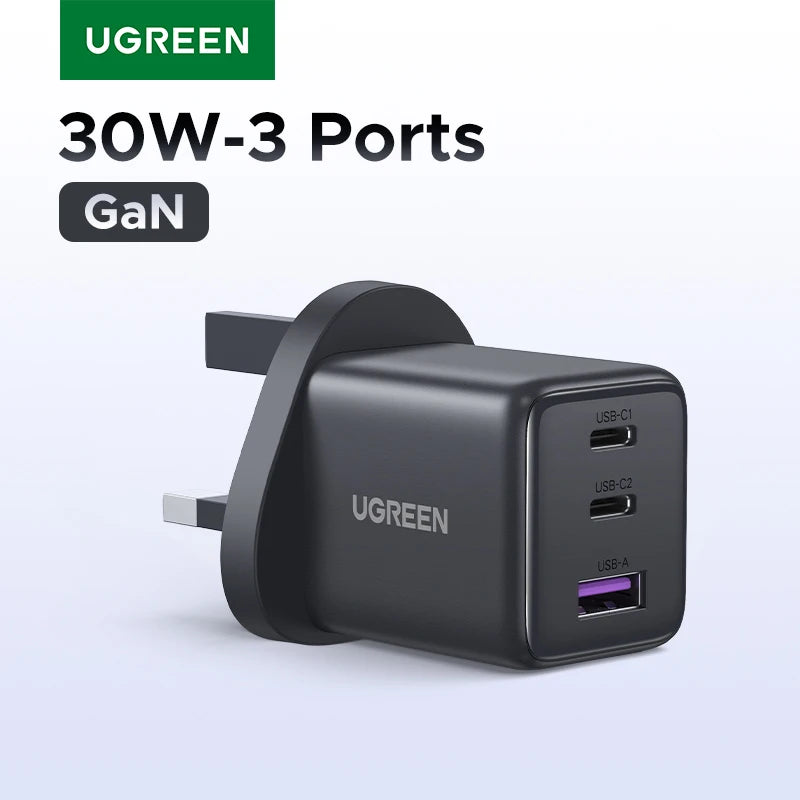 45W GaN Fast Wall Charger with Triple USB-C and USB-A Ports - 1