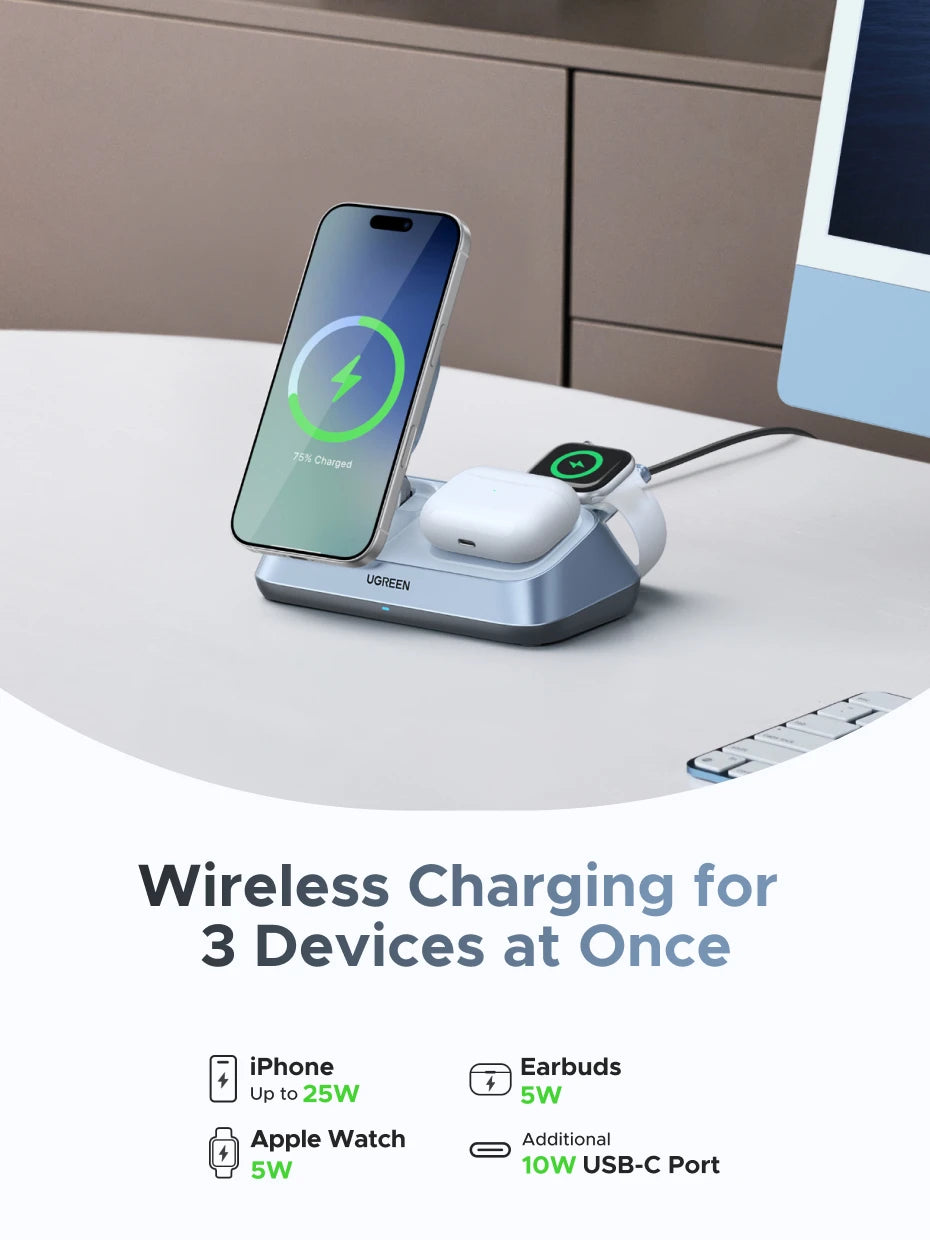 3-in-1 Magnetic Wireless Charging Station for Apple Devices