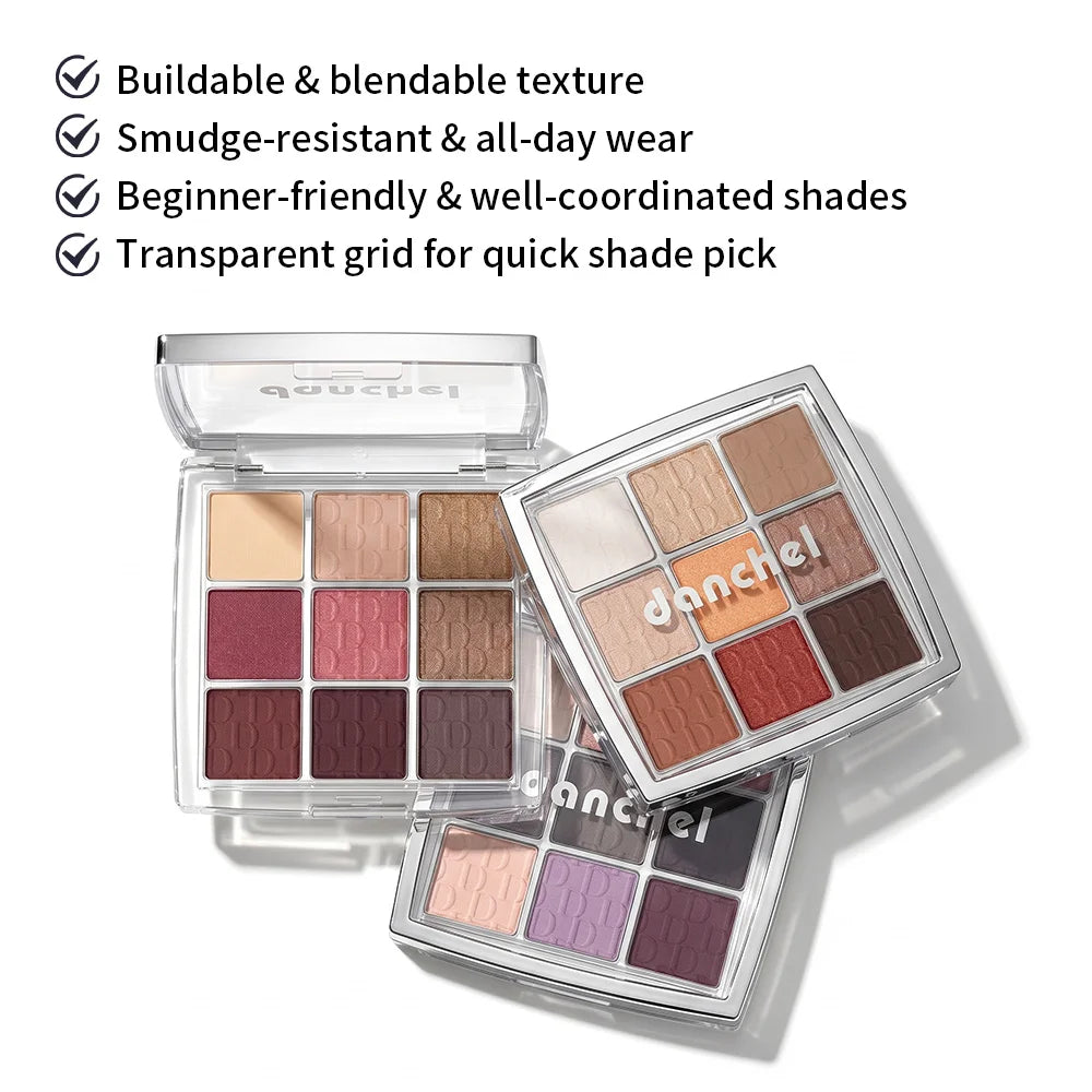 9-Color Professional Matte and Shimmer Eyeshadow Palette - 2