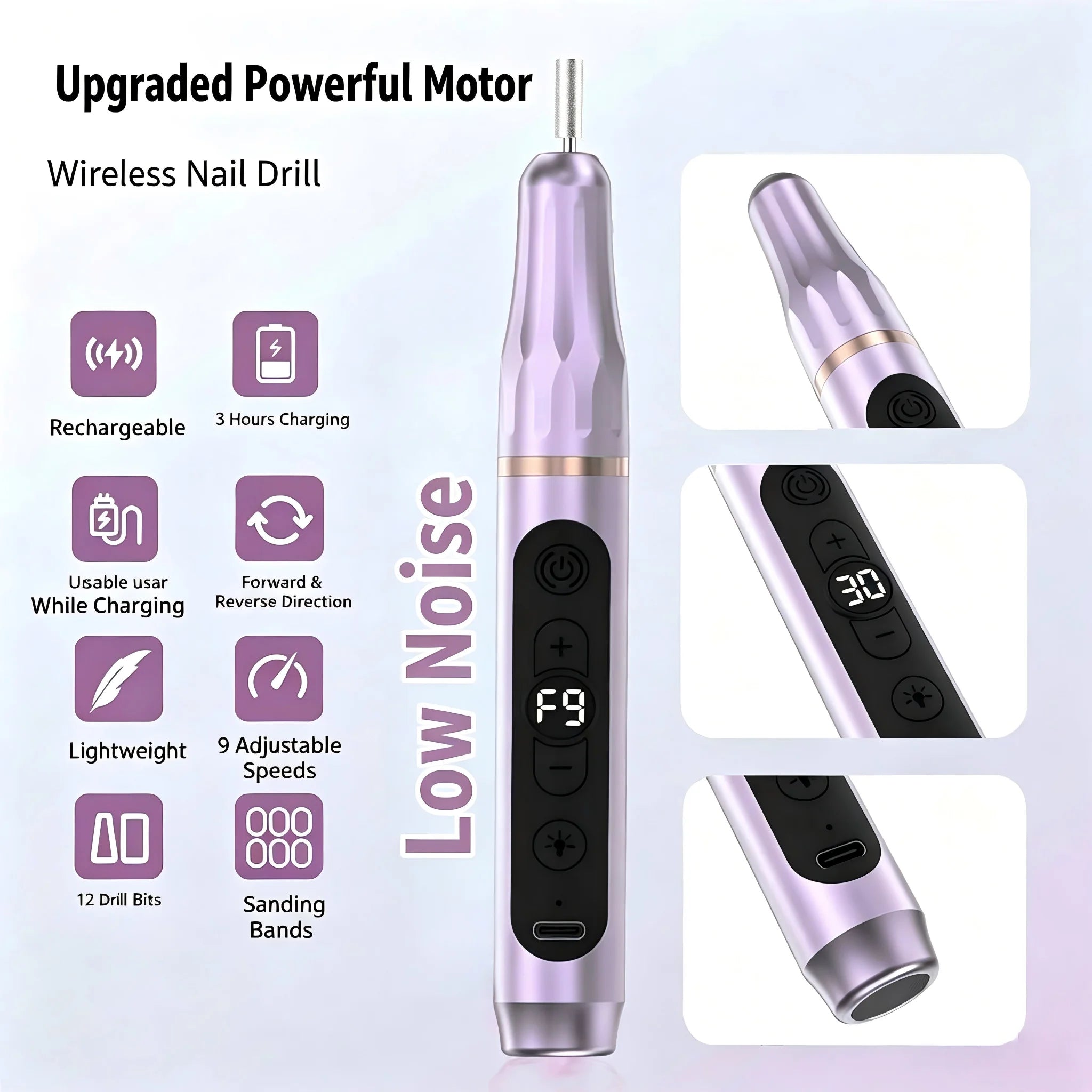 Professional Cordless Electric Nail File and UV Lamp Kit - 5